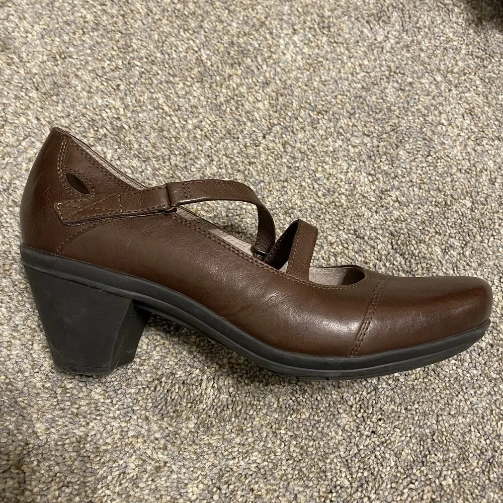 Abeo Mary Jane Pumps 9N EU 39.5 Brown Leather Cross Strap Retro Academia Office